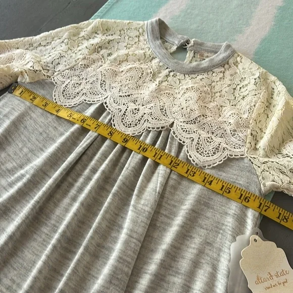 Altar’d State Lace Yoke Long Sleeve Knit Top Keyhole Back NWT - Picture 9 of 10
